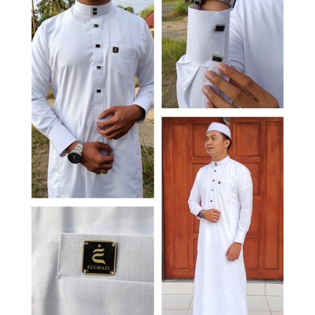 [HOT NEW] JUBAH THOBE 1 ELGHAZI POLOS LENGAN PANJANG/ JUBAH HITAM PUTIH JUMBO XXL XXXL LD 120 /AL MA