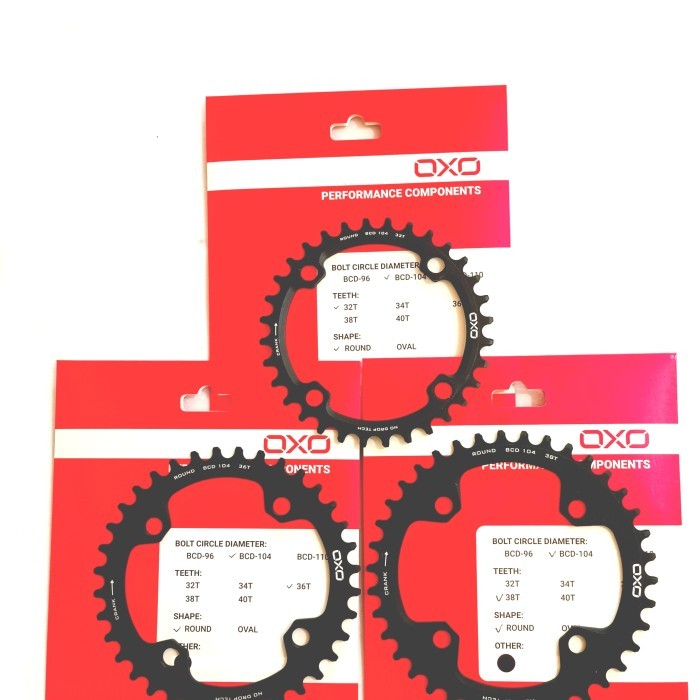 CRANK SINGLE CHAINRING OXO 32T 36T 38T ROUND BCD 104 SPD MTB ROAD BIKE - 38T BCD 104
