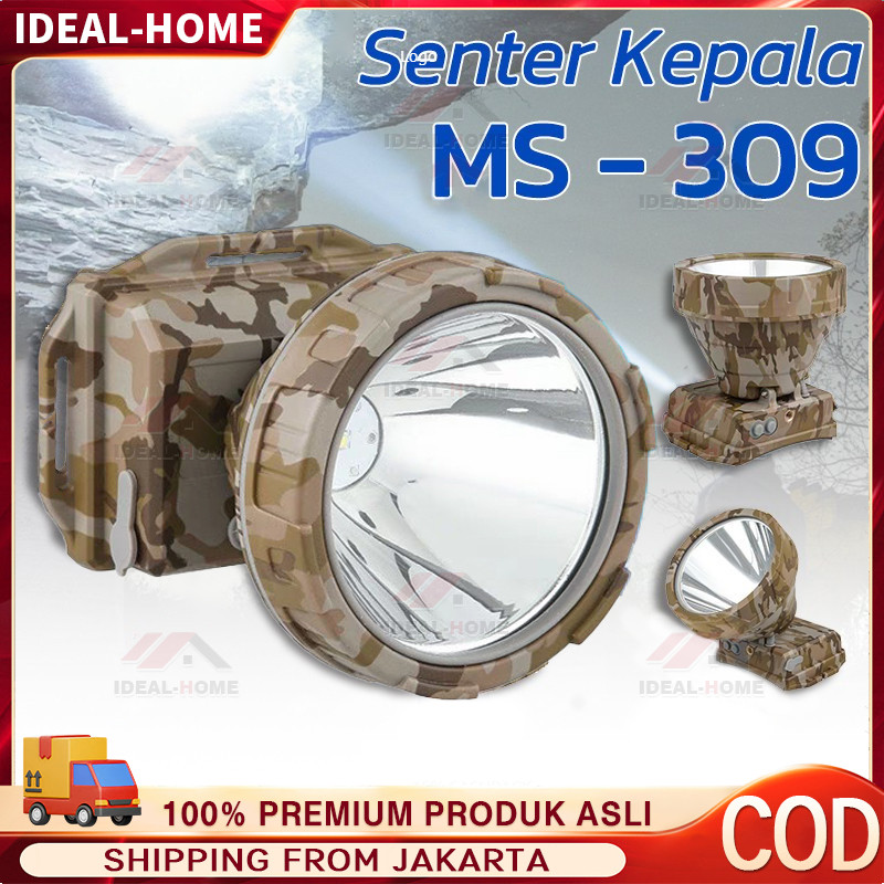 Senter Kepala Cas / MS 309 / SOBIG 30 W 30 WATT / QLED LED T6 / Super Terang / Murah Senter Kepala /