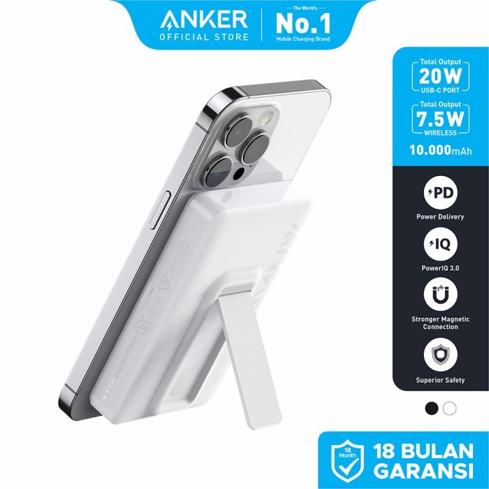 Powerbank Anker Maggo Magnetic  With Kickstand (10000 mAh, 20W)- A1652 - White