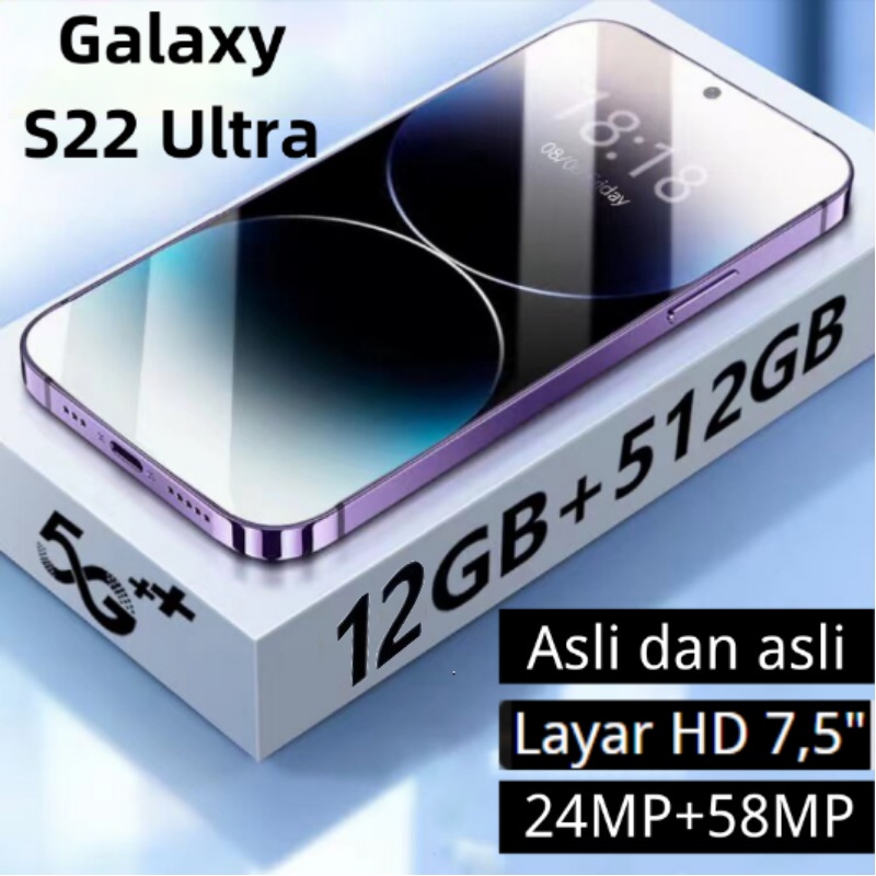 [ BISA COD ] ORIGINAL HP Galaxy S22 Ultra 7,5 inci Handphone murah RAM 12G+512GB ROM Android 10.0 Ka