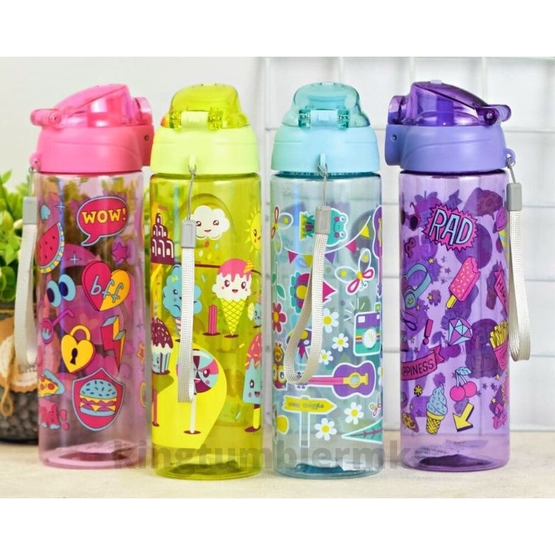 Botol Minum Smiggle Botol Minum Anak Sekolah Warna Warni Lucu Flip Top Body Colorful
