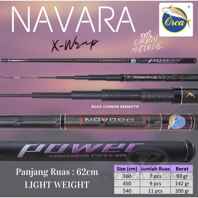 Joran Tegek Ruas Panjang Orca Navara 450 540 Bahan Carbon Ringan Action Hard Atau Tongkat / Tangkai 