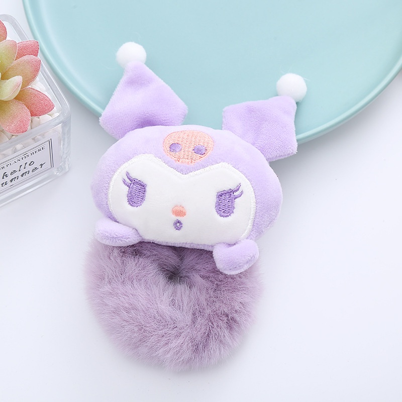 IKAT RAMBUT SANRIO BULU  POMPOM KEPALA CINNAMOROLL KUROMI MELODY/ KUCIRAN RAMBUT SANRIO SCRUNCHIE SANRIO LUCU