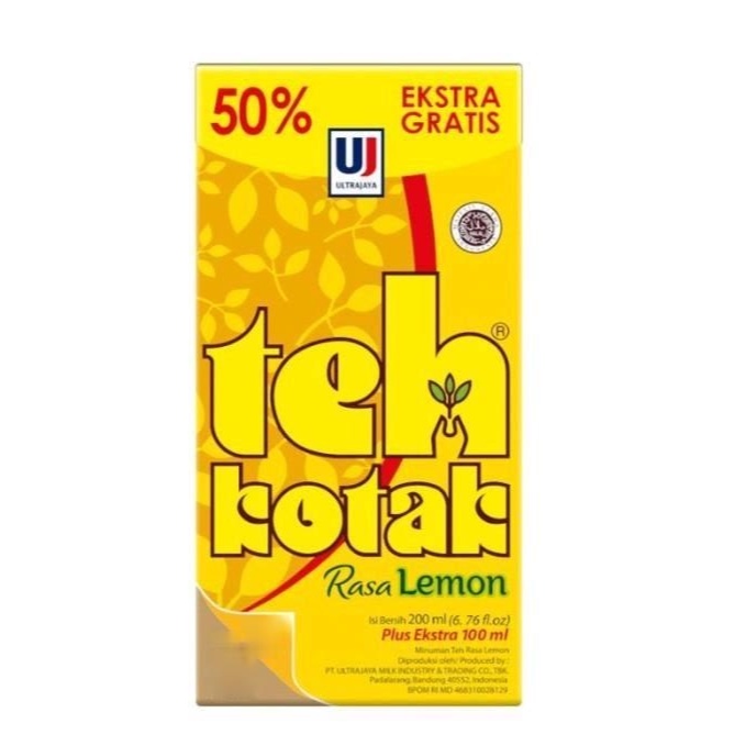 

ULTRA TEH KOTAK RASA LEMON EKSTRA 50% 200ML plus extra 100ml ORIGINAL