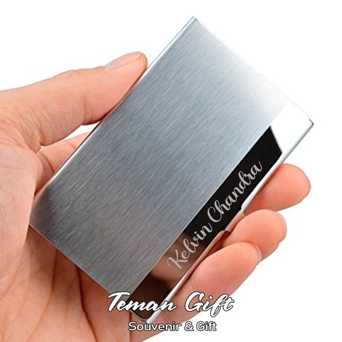 

Name Card Holder NS 01/ Tempat Kartu Nama Stainless Bisa Custom - Silver, Tanpa Cetakan
