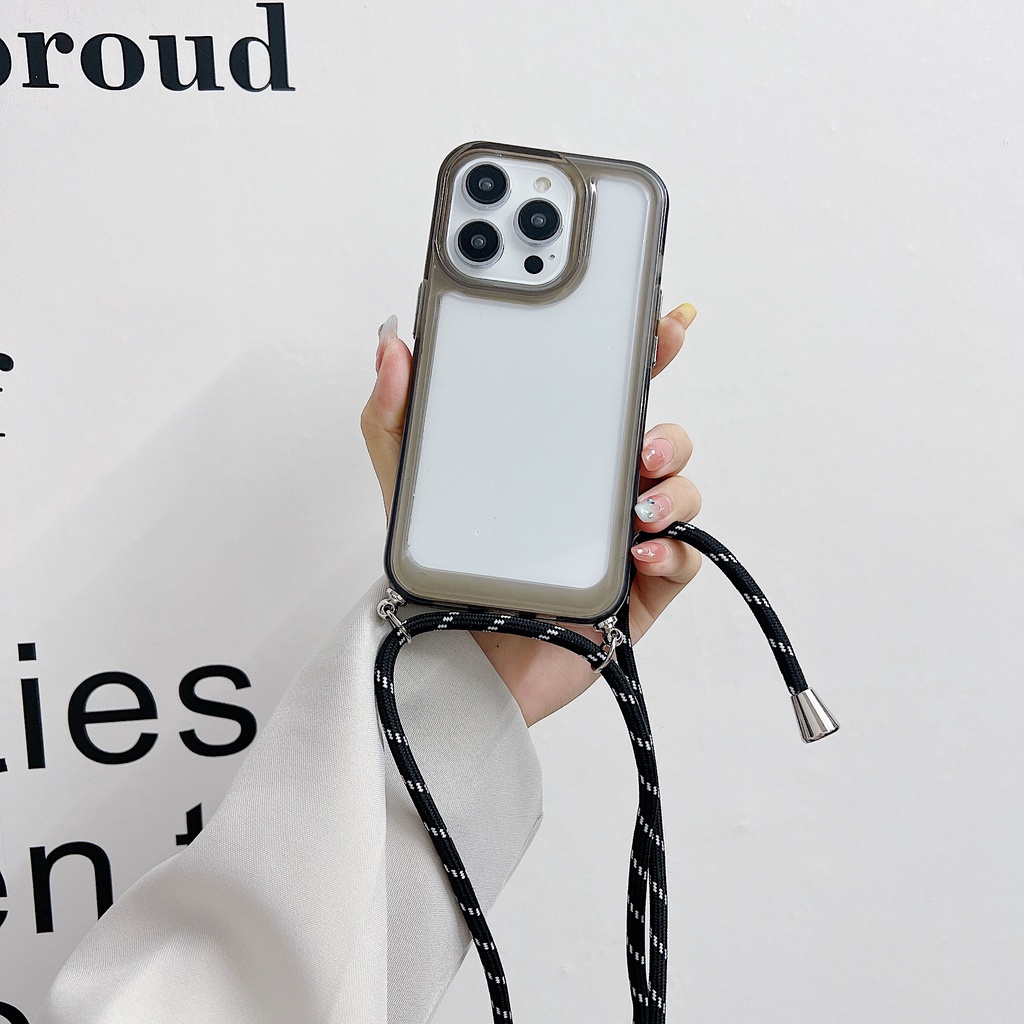 CASE COMPATIBLE FOR SAMSUNG A22 5G IPHONE XR CASING ARMOUR MILITARY LANYARD ACRYLIC SLING HARDCASE C