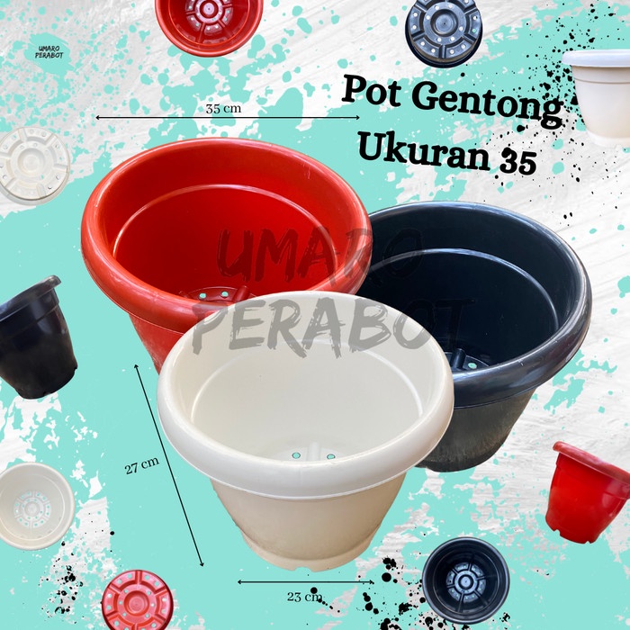 Pot Gentong Ukuran 35 / Pot Besar / Pot Jumbo / Pot Vinca / Pot Tanaman / Pot Bunga / Pot Plastik / Umaro Perabot