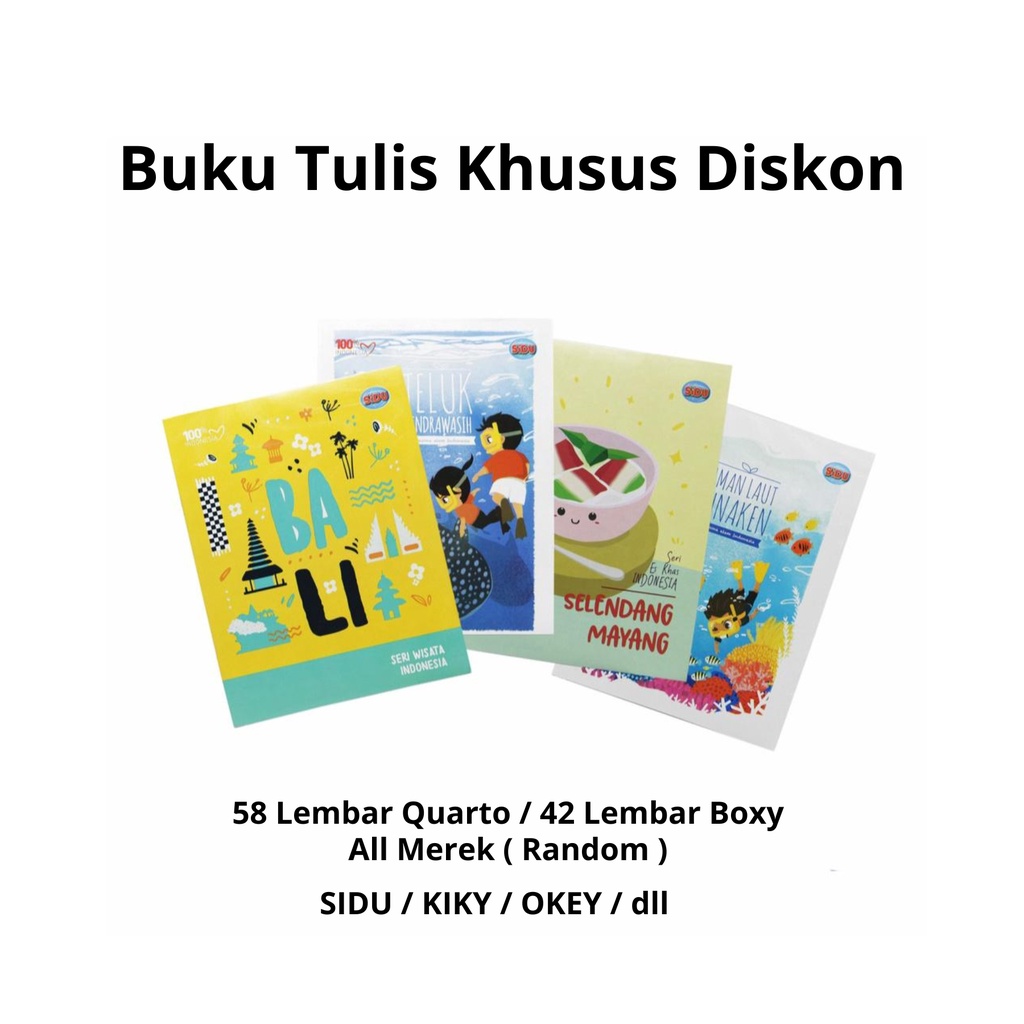 

Buku Tulis SATUAN 58 Lembar Quarto Atau 42 Lembar Boxy Merek Random Khusus Harga Spesial