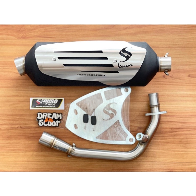 Knalpot Shijiro Standar racing Special Edition Silver Vespa Matic Vespa Sprint Vespa Primavera Vespa