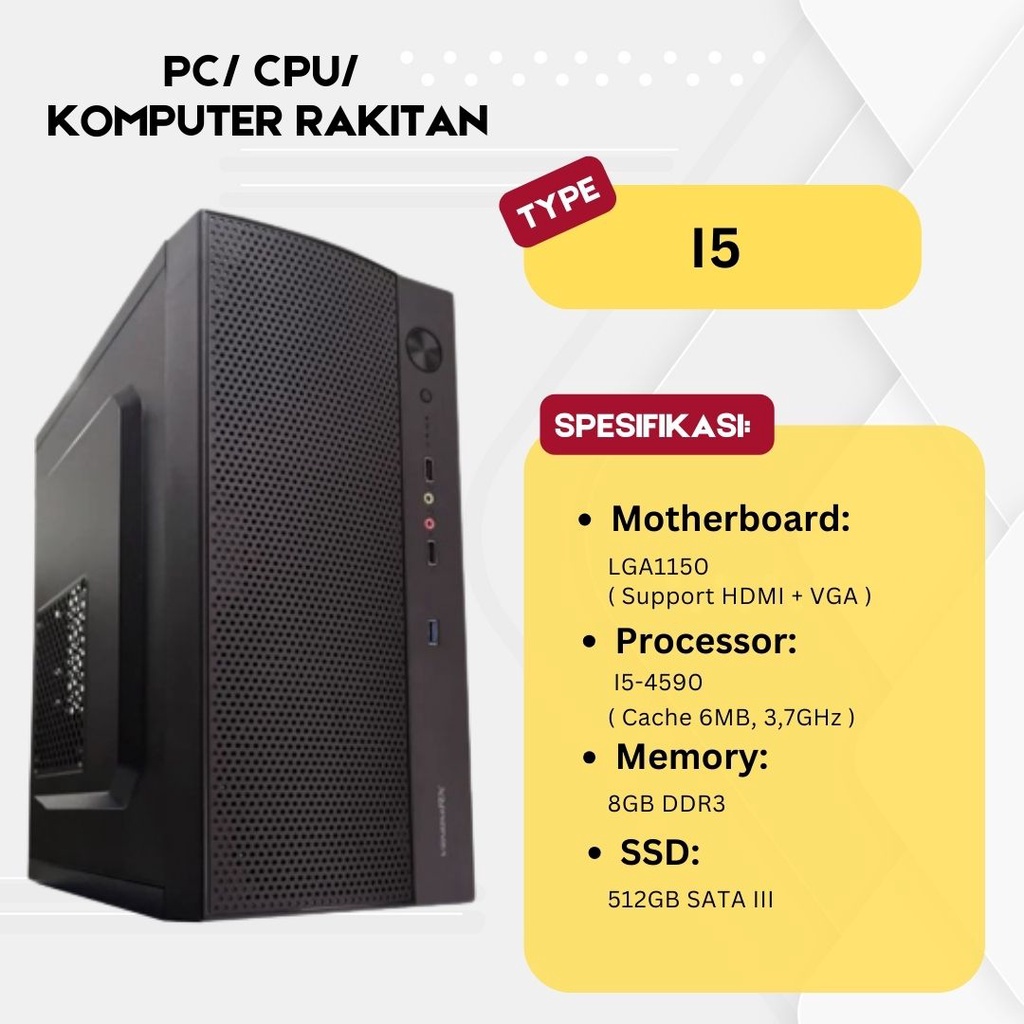 PC / CPU / KOMPUTER RAKITAN CORE i5 BARU GARANSI 1 TAHUN