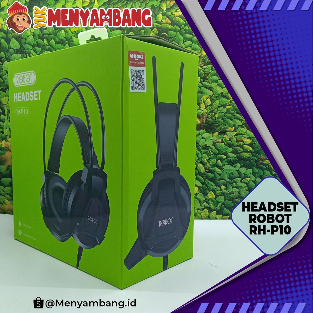41540 | HF-Robot RH-P10 Hitam | Headphone Gaming ROBOT RH-P10 Headset 3D Stereo Sound with Mic