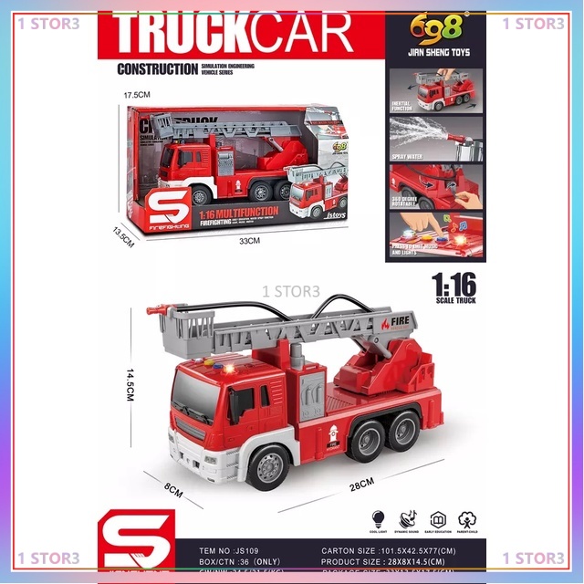 BARU Mainan Truk Pemadam / Truk Sampah Friction City Truck Friction with Light and Music Belofty Toy