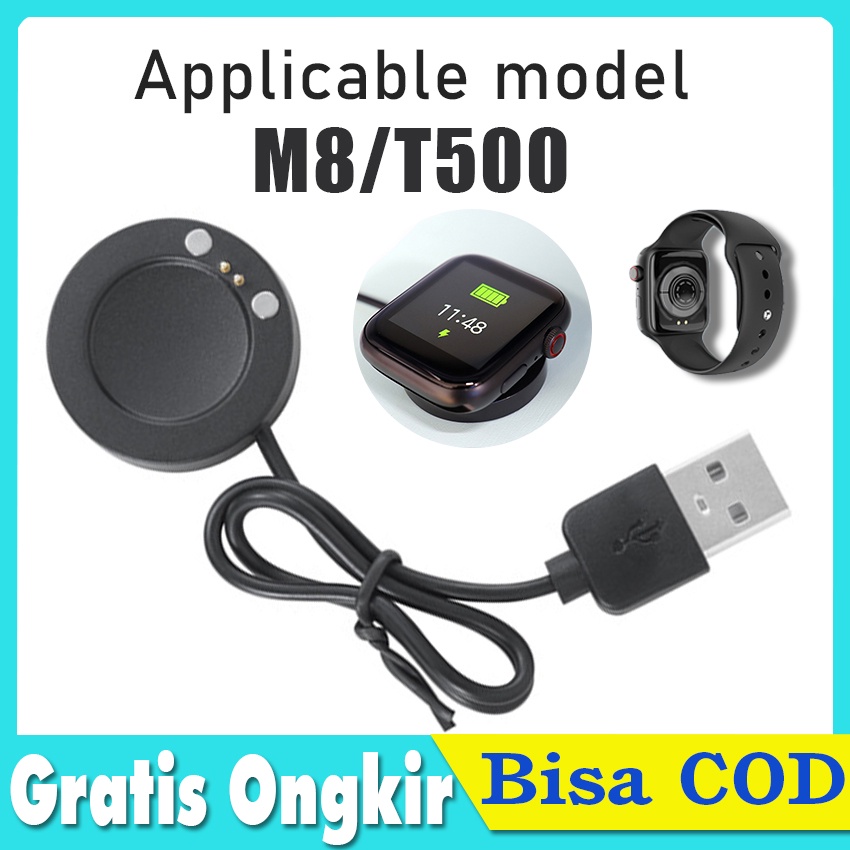 Kabel Power Adapter Charger Fast Charging Untuk Smartwatch T500 T500 Pro T500 Plus