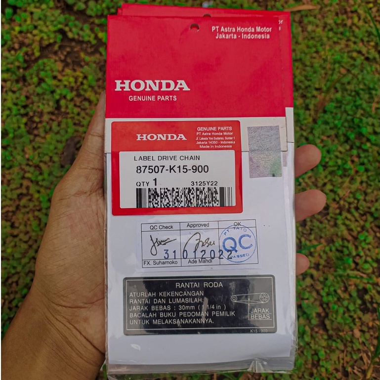 STICKER LABEL (LABEL DRIVE CHAIN) - CBR150R,CB150 STREETFIRE K45G,CBR250RR K64 ORIGINAL