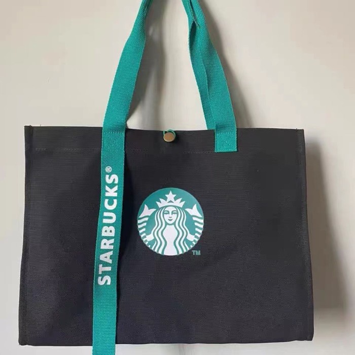 Anjani Tas kanvas tote bag besar Starbucks Limited ED Sling Bag Shopping Bag - BLACK KANVAS