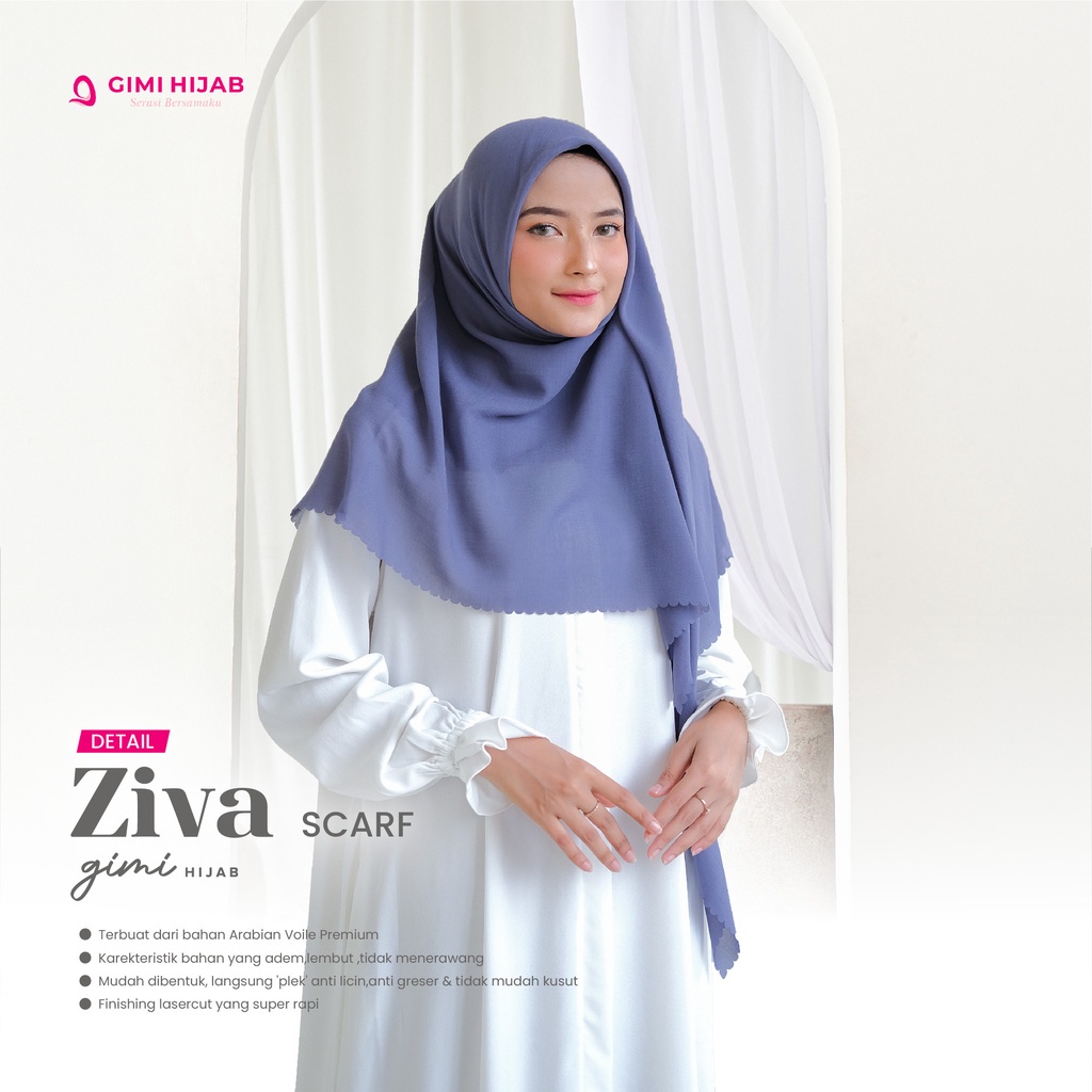Gimi Hijab Ziva Scarf Premium Batch 1 - Scarf Premium Wanita Muslim Muslimah Hijab Segi Empat Basic Polos Terbaru Bahan Arabian Voile Warna Premium Kerudung Elegan Cantik Mewah Syari Kualitas Butik Best Seller-1