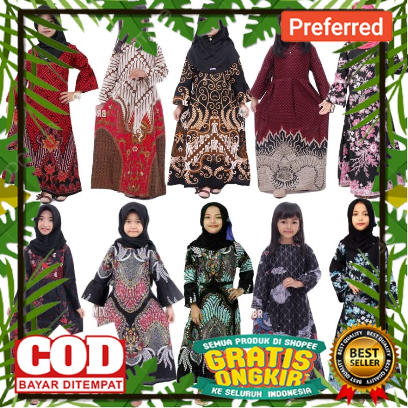 Gamis Batik Anak - Umur 3 sampai 10 tahun - gamis batik terbaru Pekalongan - bisa ecer dan grosir// 