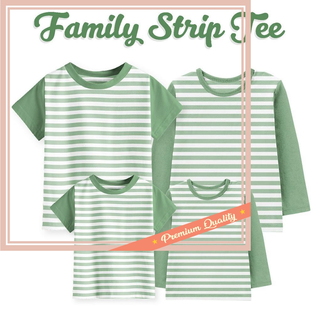 Termurah Promo Natal Dan Tahun Baru Pakaian Wanita Branded - Kaos Couple Family Motif Salur Strip An