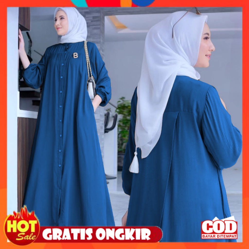 KAIN ADEM HALUS TEBAL / gamis crinkle model baru GAURI Maxi dress baju gamis terbaru viral kekinian 