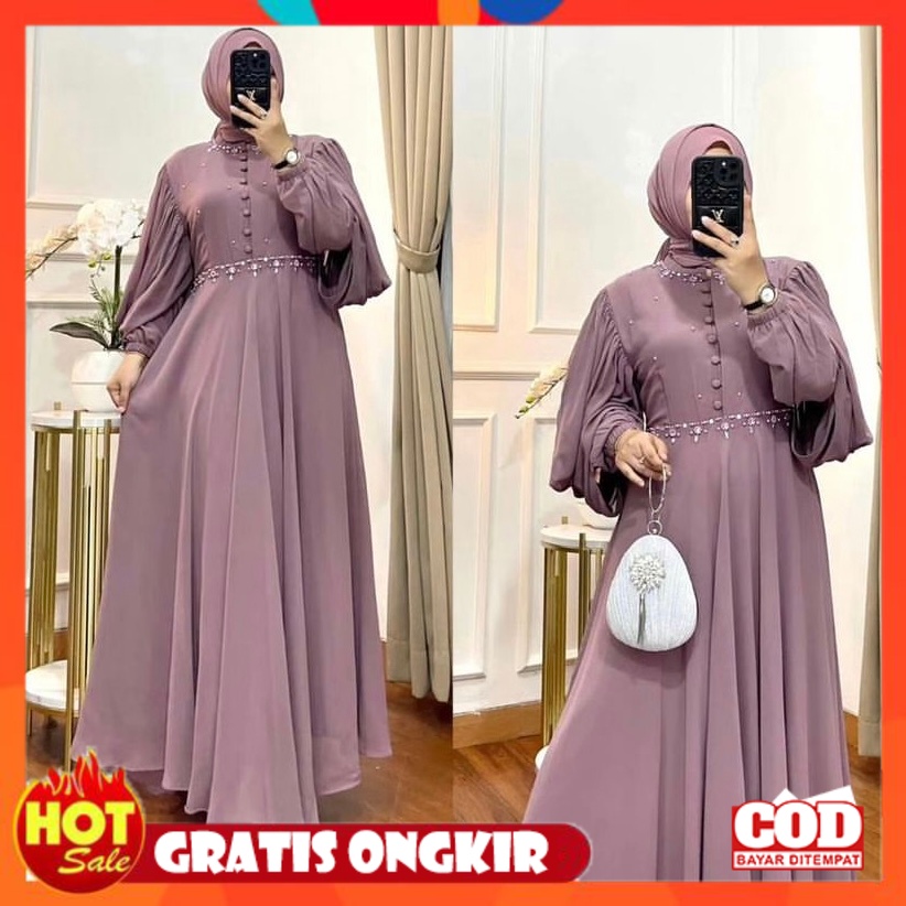 KAIN ADEM HALUS TEBAL / Gaveena Dress Kondangan Terbaru Gamis Wanita Kekinian Busui Friendly Gaun Pe