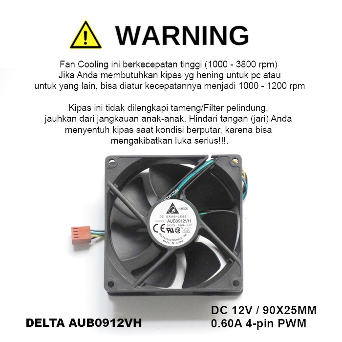 Kipas PC Fan Casing/CPU Cooling 9cm x 2.5cm 4PIN PWM DC 12V High Speed
