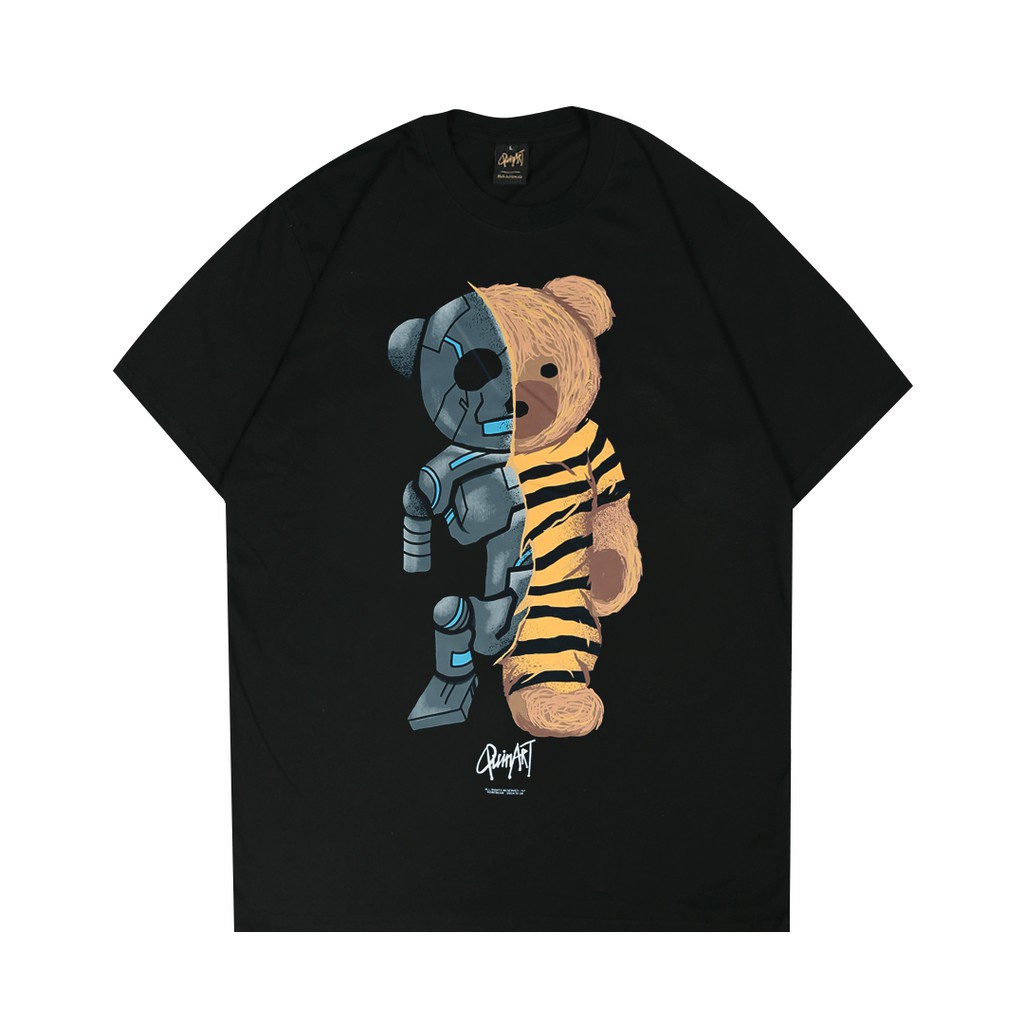 【COD】 NEW  QuinArt Robo Bear Black ( T shirt / Kaos UNISEX ) / KAOS