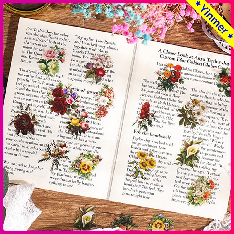 

COD✨Tas Stiker Tahan Air 60-Sheet Set,Anak-anak Ledger Stiker,Bahan Tumbuhan,Retro Kreatif-Yinmer