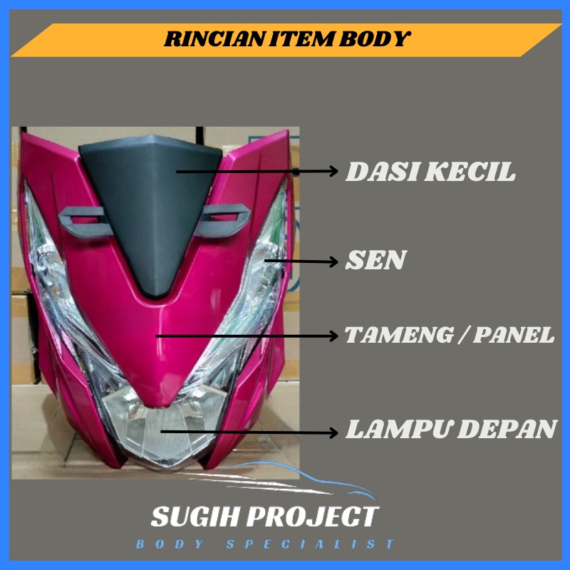 PROMO Tameng Panel Body Bodi Depan Beat ESP Eco Street Merah  Putih Hitam Biru Silver Pink Magenta Doff FULL SET