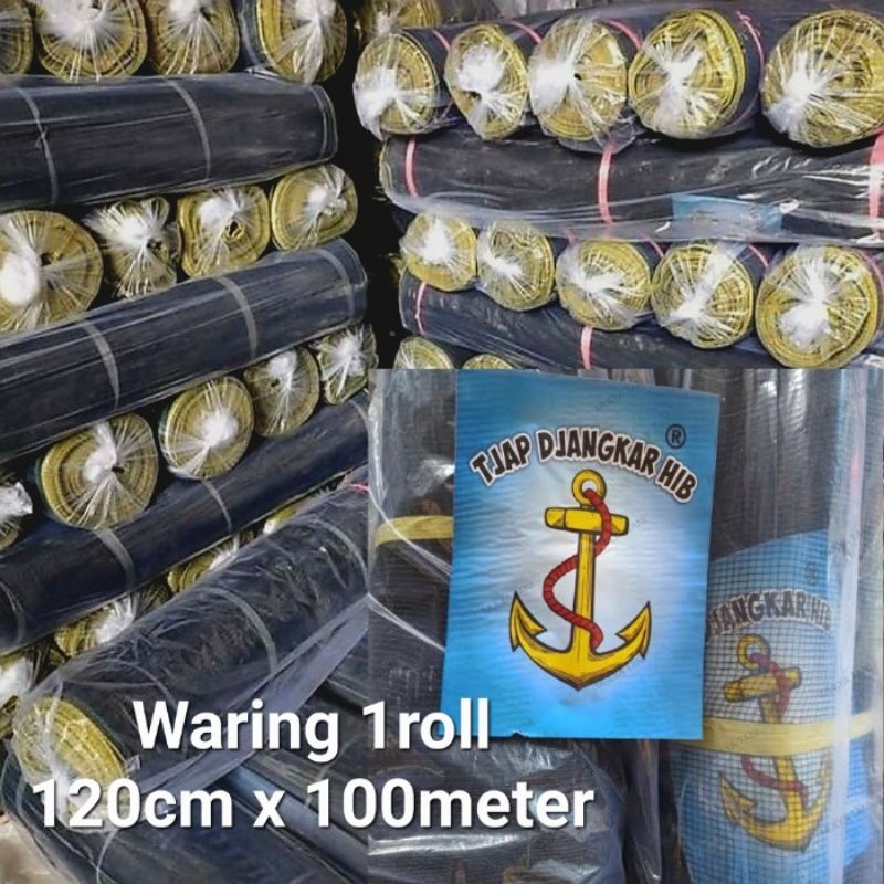 COD Waring Jaring Hitam Cap Jangkar HIB Waring Tjap Djangkar HIB Pagar Tanaman Waring 1 Roll 100 Met