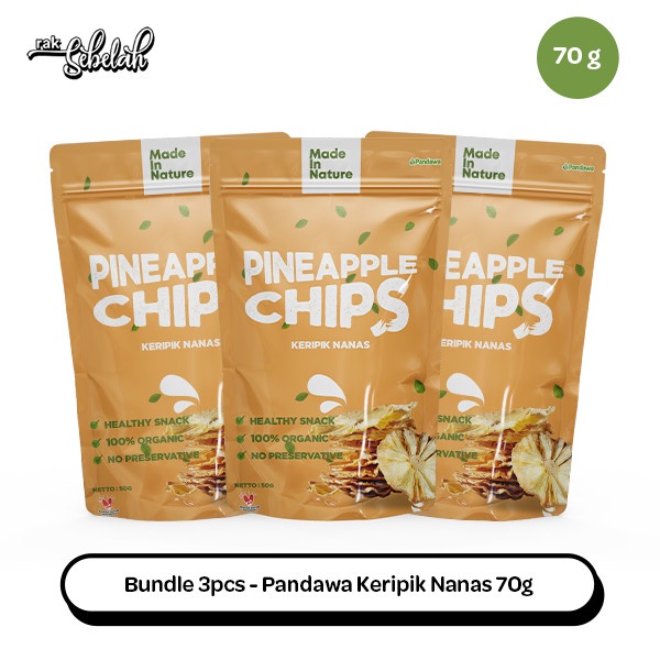

Bundle 3pcs Pandawa Keripik Buah Nanas 70g Dried Pineapple Fruit Chips