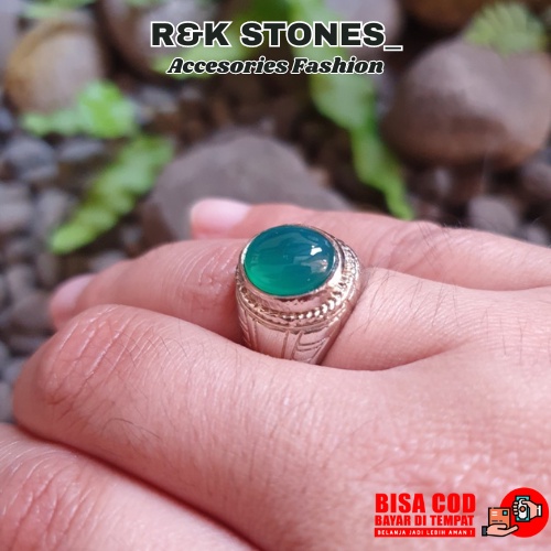 Cincin Fashionable Batu Bacan Palamea Bluish Green Bergiwang