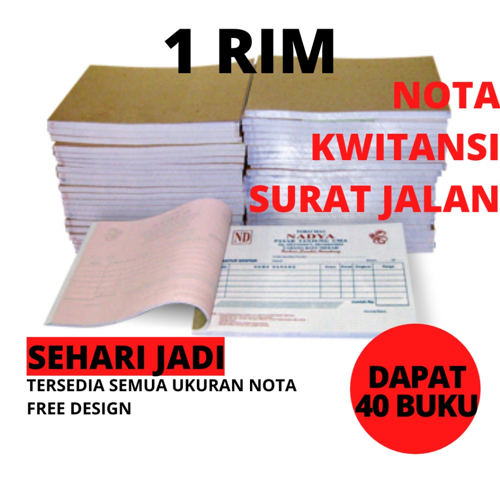 

NOTA TERMURAH 1 RIM Custom 1 2 3 Rangkap / Ply Surat Jalan Kwitansi Bon Invoice Form Custom