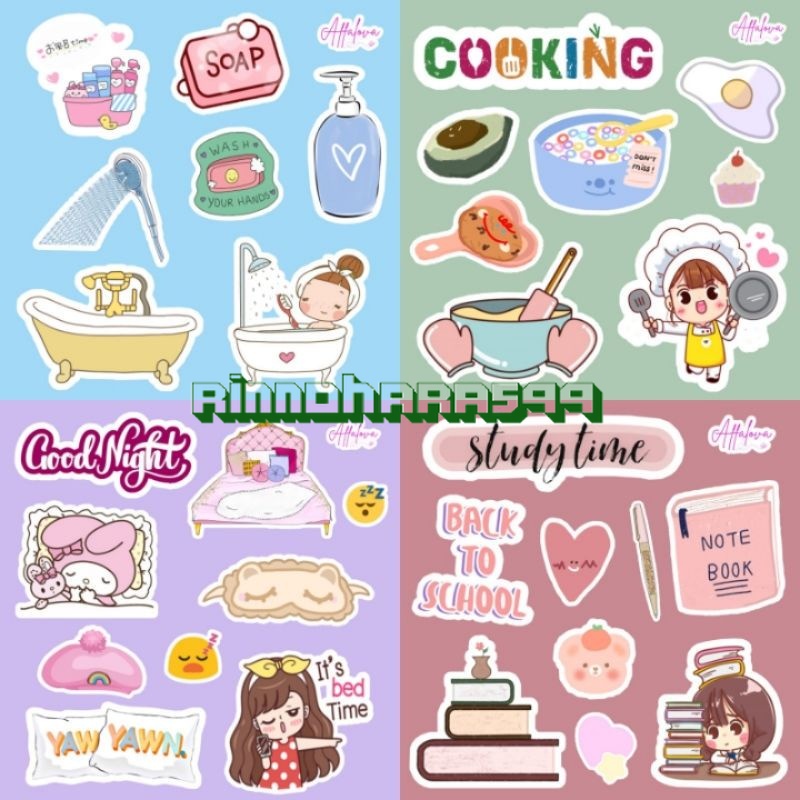 

STICKER MINI ISI 4 LEMBAR PACK DAILY LIFE LUCU LUCU IMUT IMUT