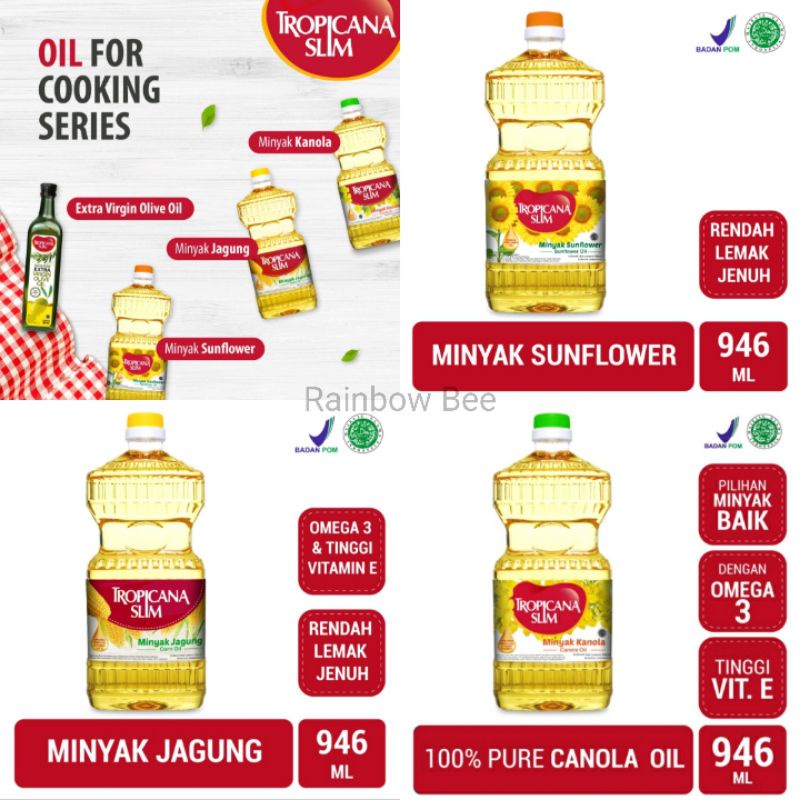 

COD Tropicana Slim Oil - Canola Oil - Sunflower Oil - Corn Oil 946ml Minyak Kanola - Minyak Bunga Matahari - Minyak Jagung