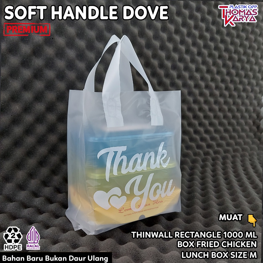 ECER Softhandle 20x30 Motif THANK YOU PUTIH Plastik Bingkisan Snack Ultah