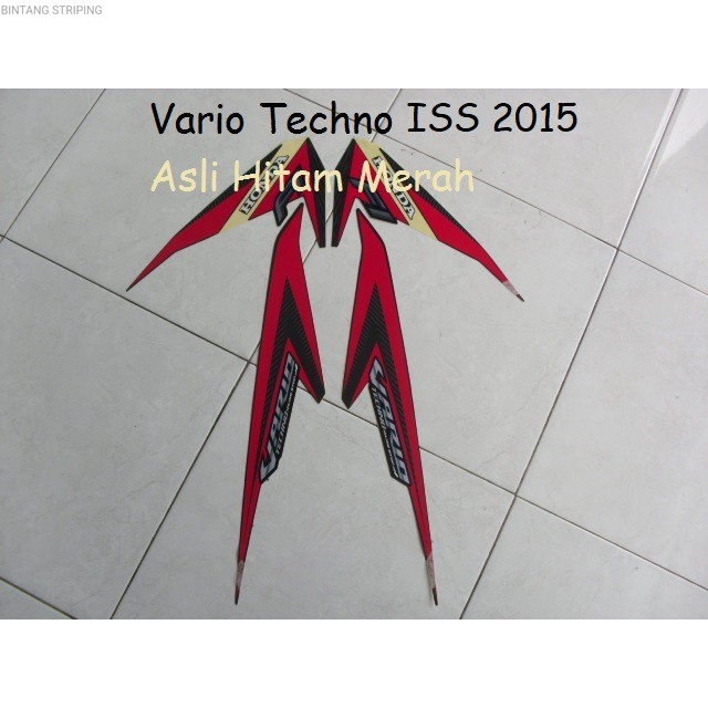 Striping Lis Stiker Motor Honda vario Techno 125 F1 ISS 2015 Hitam merah
