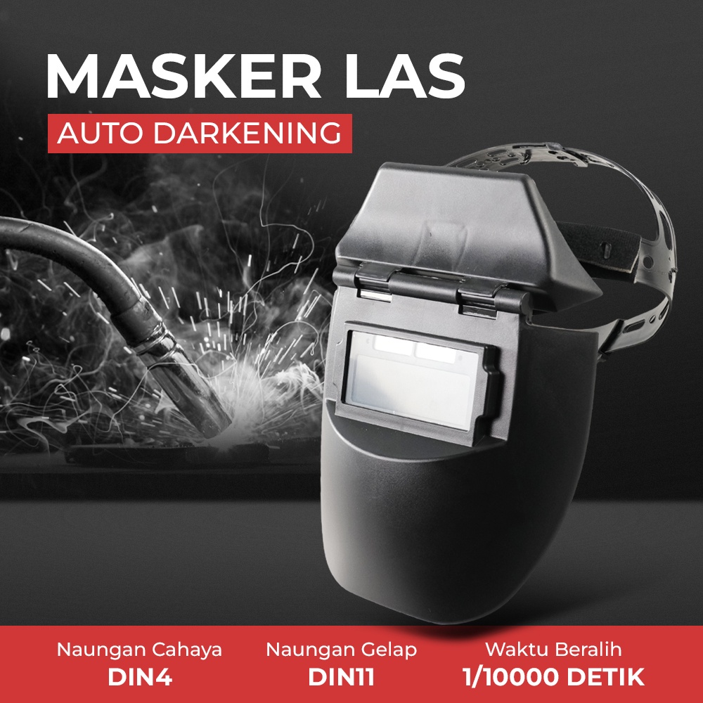 Helm Pelindung Las Welding dengan Kacamata Auto Gelap - TRUSOXIN Masker Las Auto Darkening Safety Ma