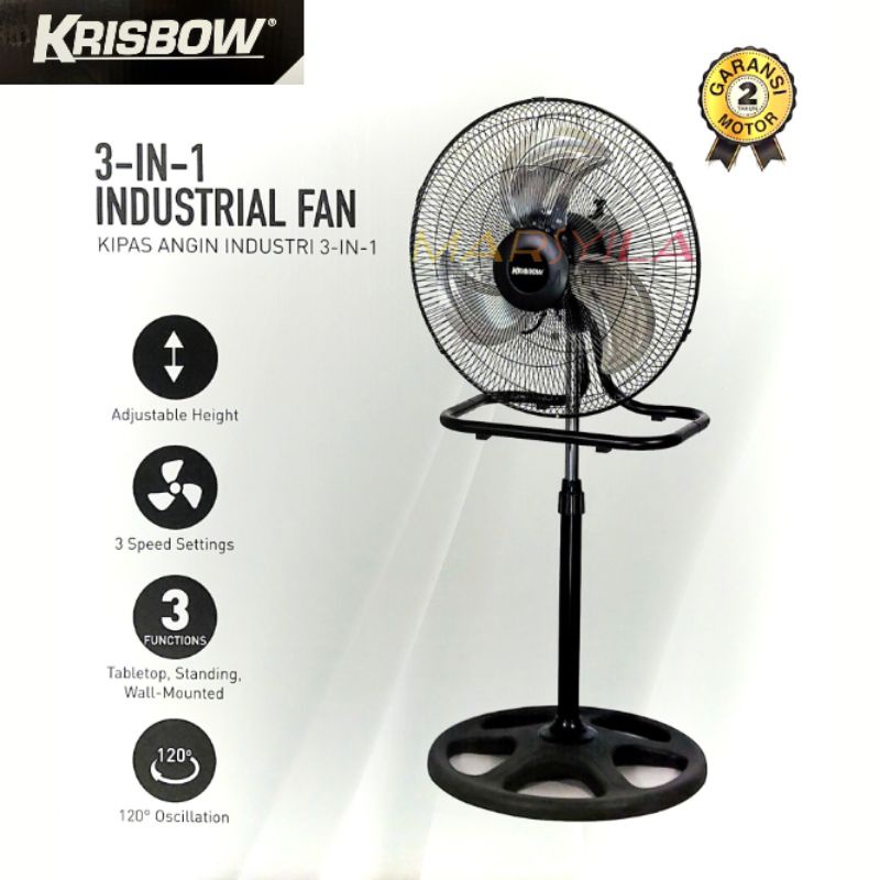 KIPAS ANGIN 3 IN 1 BESI 18 INCH KRISBOW | PEDESTAL FAN | KIPAS ANGIN BERDIRI DUDUK DINDING