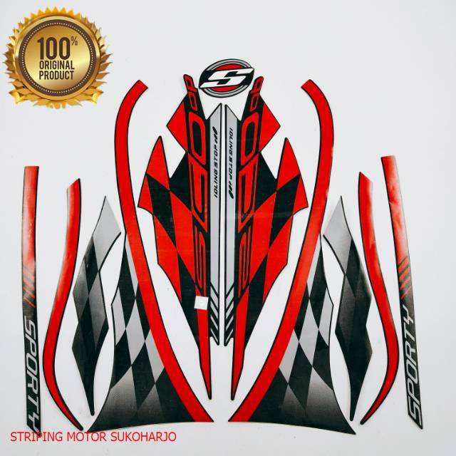 (ORI)  striping  honda scoopy 2018 sporty hitam full kualitas original