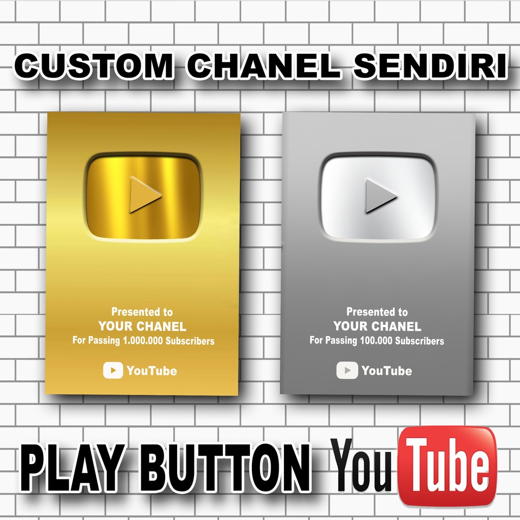 PLAY BUTTON YOUTUBE CUSTOM (NAMA KAMU) model baru