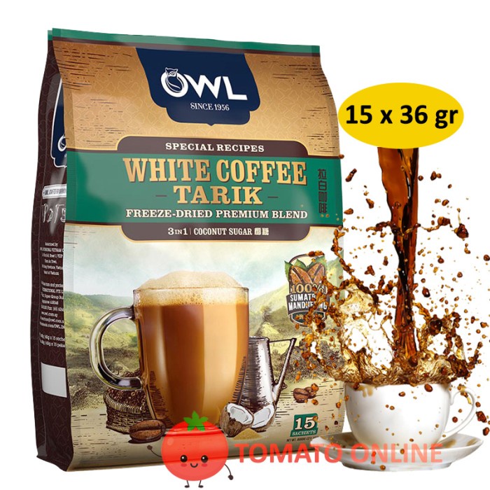

OWL White Coffee Tarik COCONUT SUGAR / 1 PACK isi 15 Sachets 540 gram