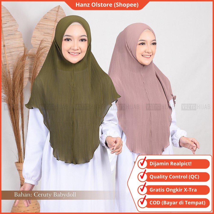 Hanz Olstore Khimar Instan Jilbab Syari Kerudung Hijab Motif Sar I Syar'i Kimar Terbaru 2024 Bahan P