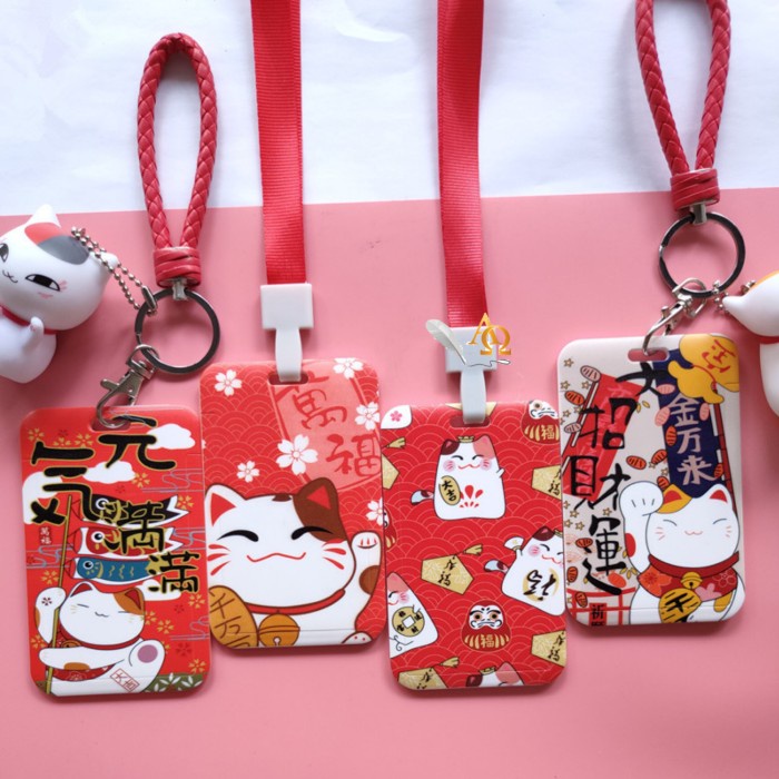 

NS76 Tempat Kartu Unik / Card Holder Model Tali Cat Lucky Maneki Neko Imut