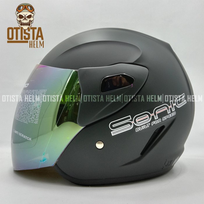[DK98] Helm Murah Maz Sonic Solid Black Doff Hitam Matte Gm Evo Evolution - M