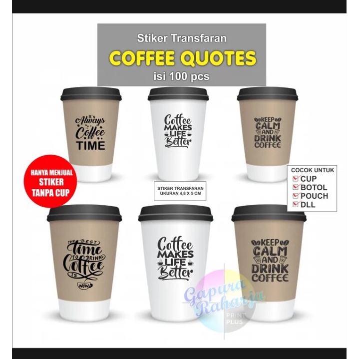 

SRTIKER stiker transparan coffe qoutes MINUMAN SRTICKER MINUMAN KEKINIAN