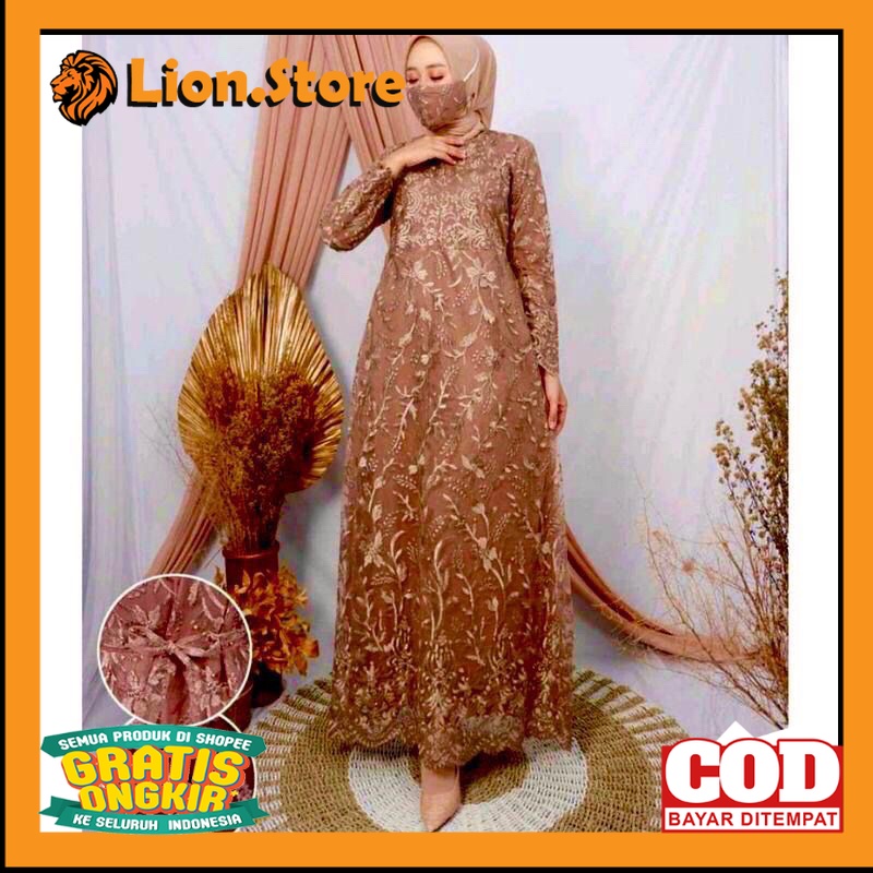 MAXI LESYA (M L XL XXL XXXL) GAMIS BRUKAT BUSUI GAMIS TERLARIS GAMIS PESTA KONDANGAN SERAGAM KONDANG