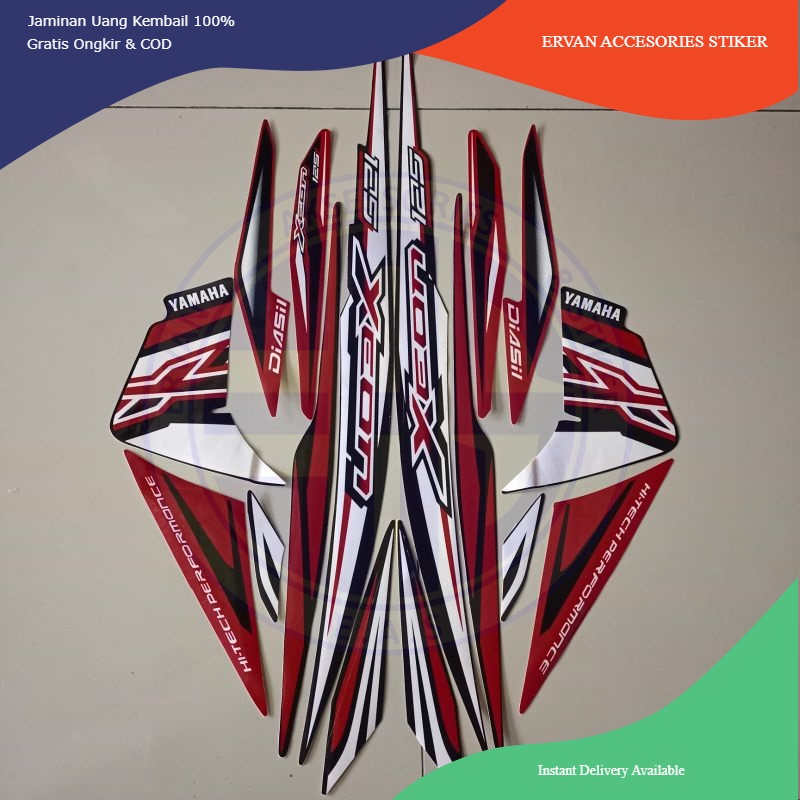 striping yamaha xeon 2013 merah hitam stiker list body standar berkualitas