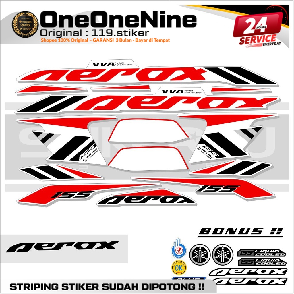 STRIPING AEROX 155 CONNECTED DASAR PUTIH COMBO COLOR /NVX 155  STIKER / STICKER AEROX 155 CONNECTED 