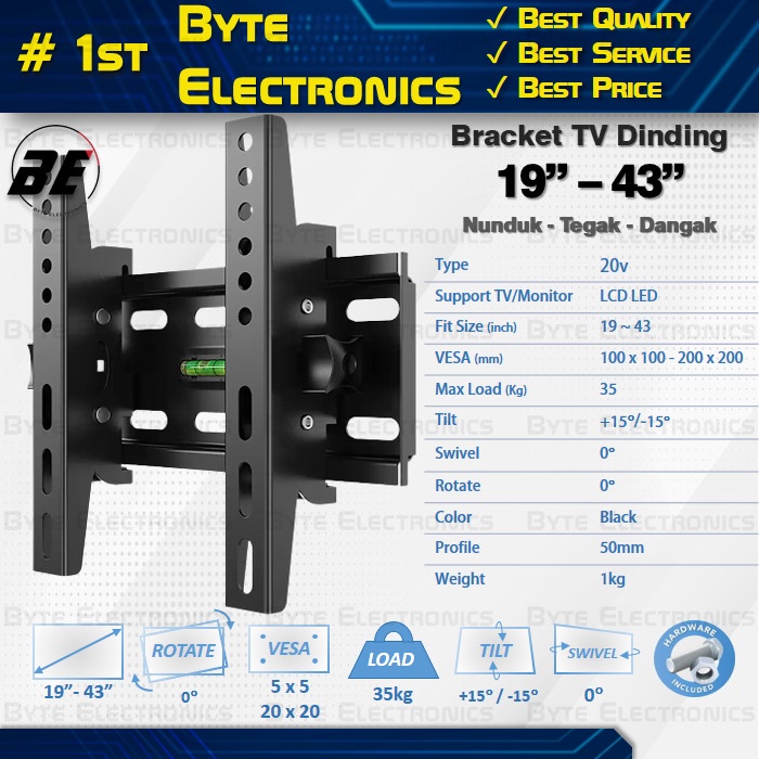 Braket Briket Bracket TV LED 24 32 40 inch - Breket TV 32 40 inch Tilt